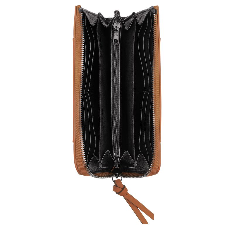 Men Longchamp 3D Zip Around Wallet Beige | Philippines-651JOZXAQ