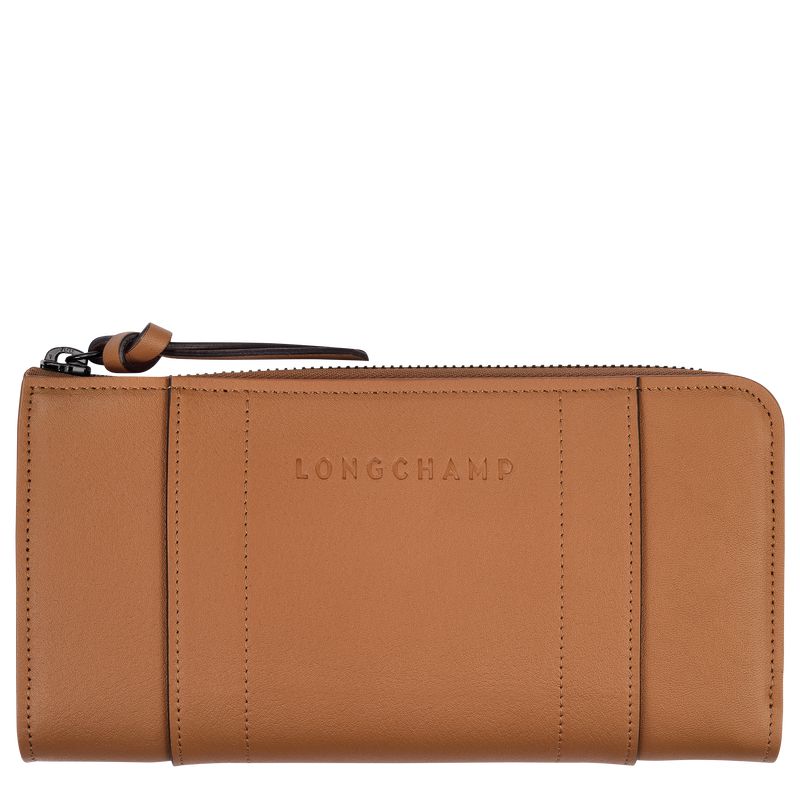 Men Longchamp 3D Zip Around Wallet Beige | Philippines-651JOZXAQ