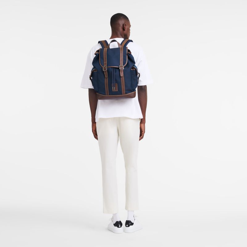 Men Longchamp Boxford Backpack Blue | Philippines-346ZHYKSA