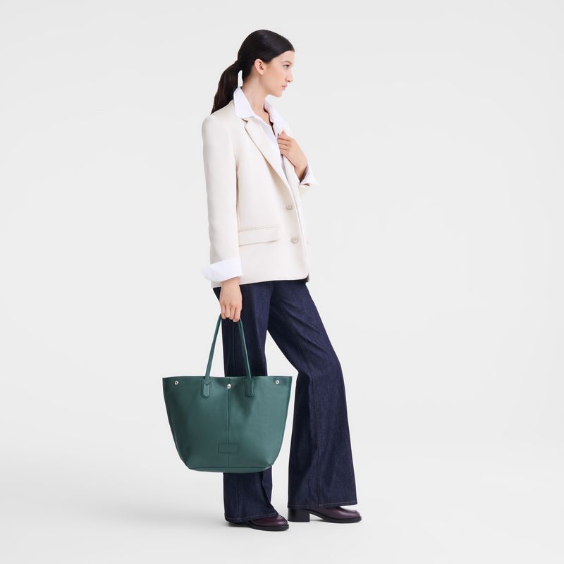 Men Longchamp Essential L Tote Bag Dark Green | Philippines-086IMYQCS