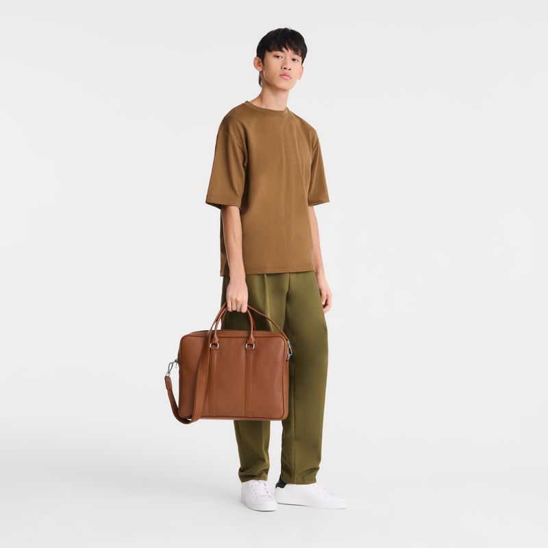 Men Longchamp Le Foulonné M Briefcase Brown | Philippines-639SOUHAV
