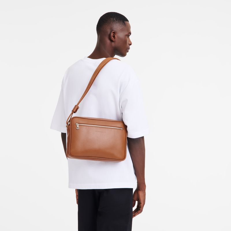 Men Longchamp Le Foulonné M Camera Crossbody Bag Brown | Philippines-842RVMOLH