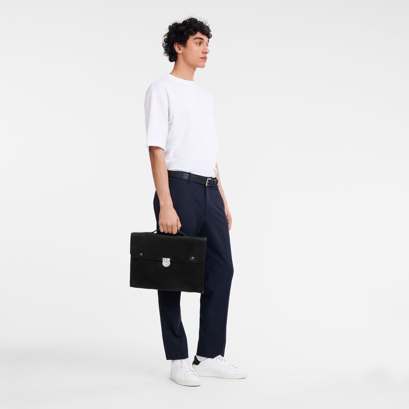 Men Longchamp Le Foulonné S Briefcase Black | Philippines-643DOZIJR