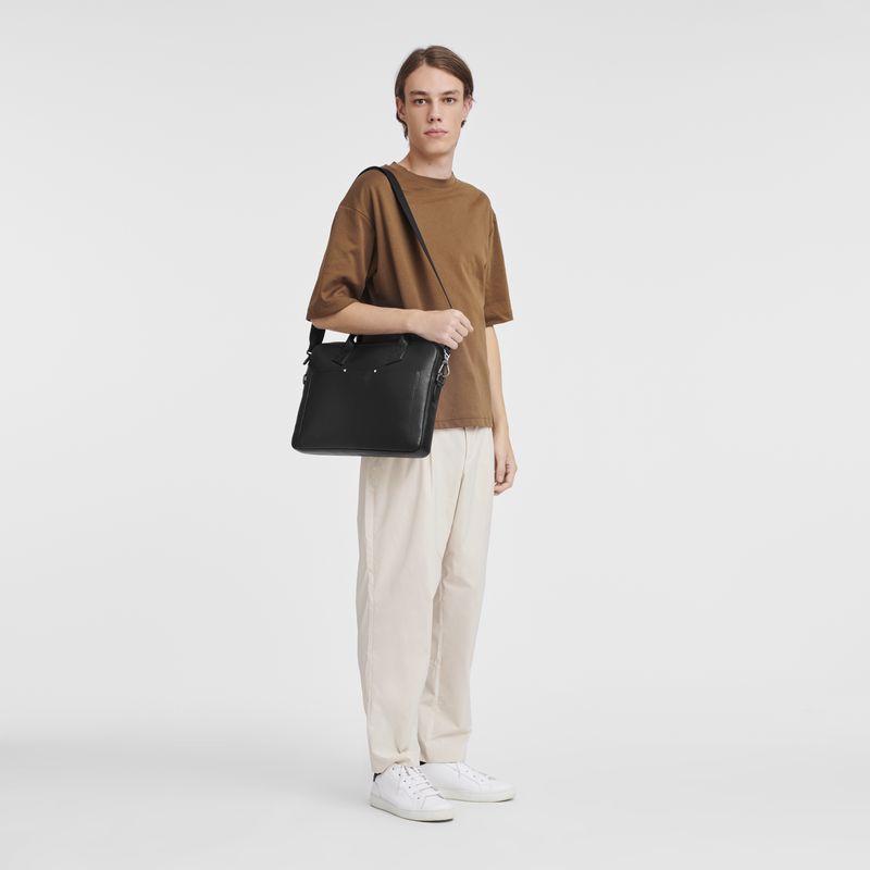 Men Longchamp Sur Seine Briefcase Black | Philippines-329XMYNLE