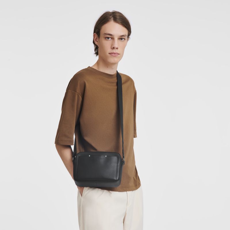 Men Longchamp Sur Seine Camera Crossbody Bag Black | Philippines-394PESQWN