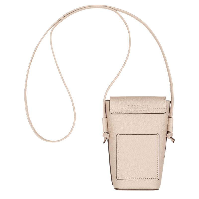 Men Longchamp Épure With Leather Lace Phone Case Beige | Philippines-021ZVCDGU