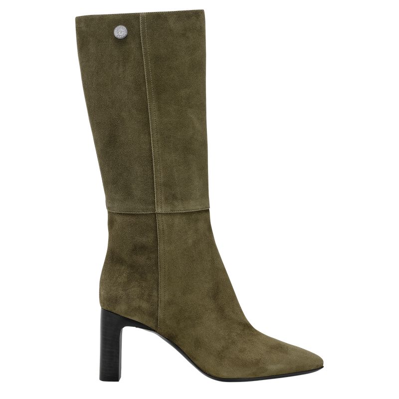 Women Longchamp Allure Heel Boots Khaki | Philippines-937CGPWEN