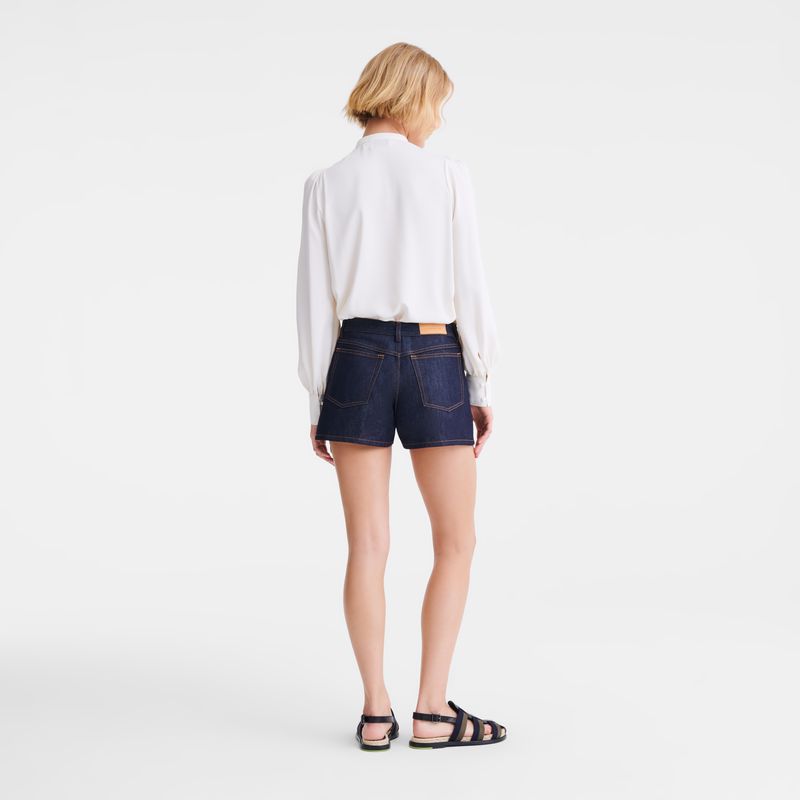 Women Longchamp Denim Shorts Blue | Philippines-529JHGRSA