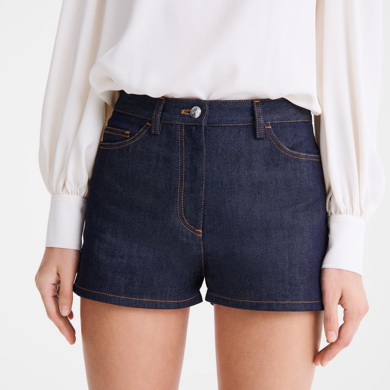 Women Longchamp Denim Shorts Blue | Philippines-529JHGRSA