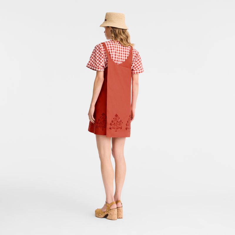 Women Longchamp Embroidered Canvas Dress Pink | Philippines-859FMWXAQ