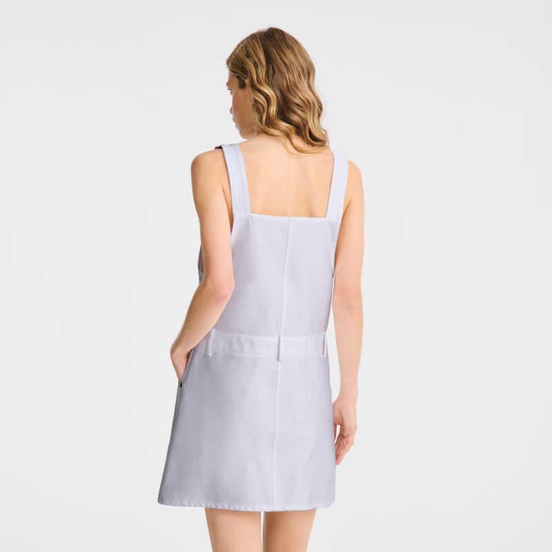 Women Longchamp Embroidered Gabardine Dress White | Philippines-678NUFMED