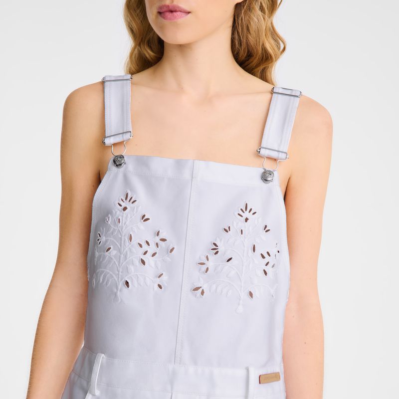 Women Longchamp Embroidered Gabardine Dress White | Philippines-678NUFMED
