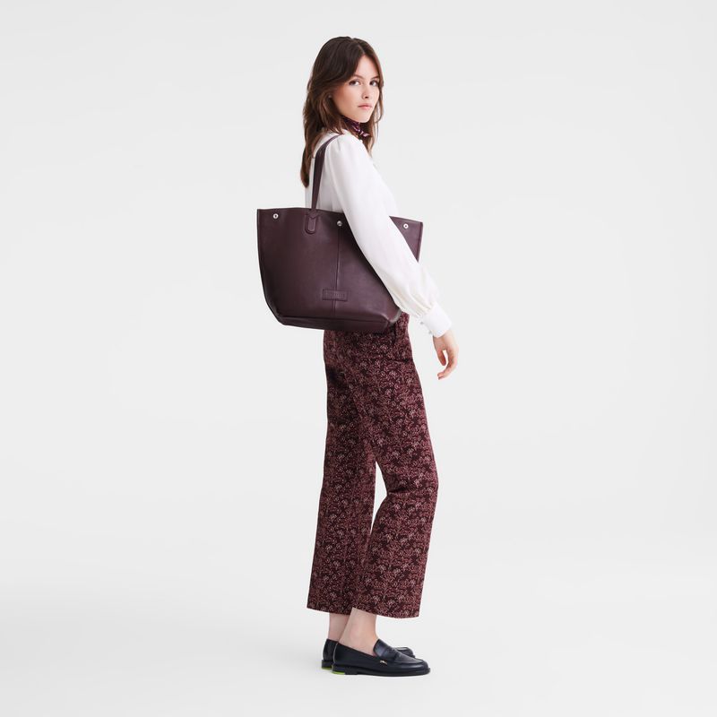 Women Longchamp Essential L Tote Bag Dark Purple | Philippines-705XACTSP