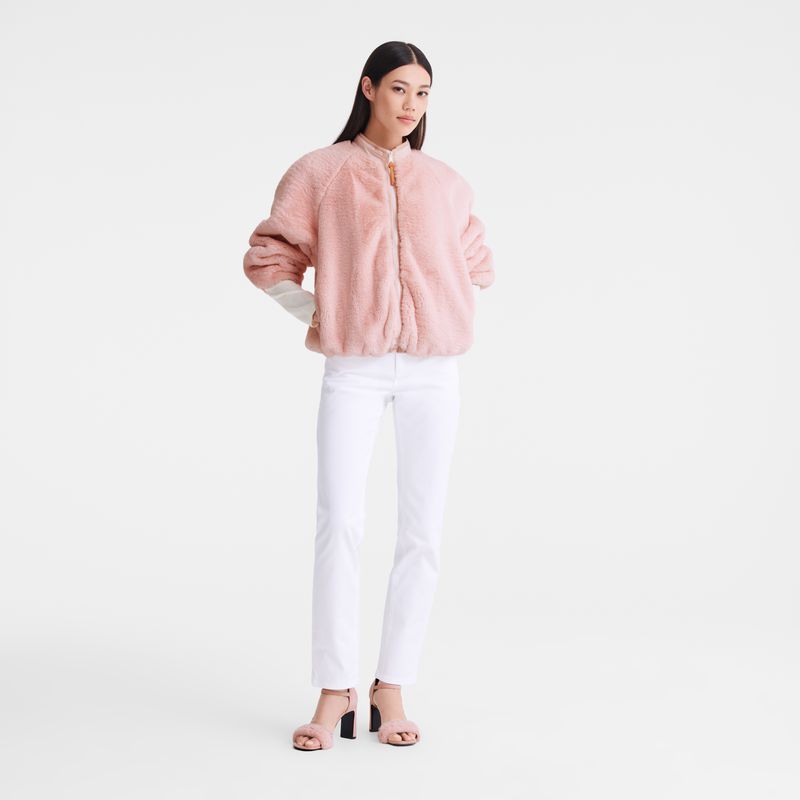 Women Longchamp Faux Fur Jacket Rose | Philippines-975GNMQUS