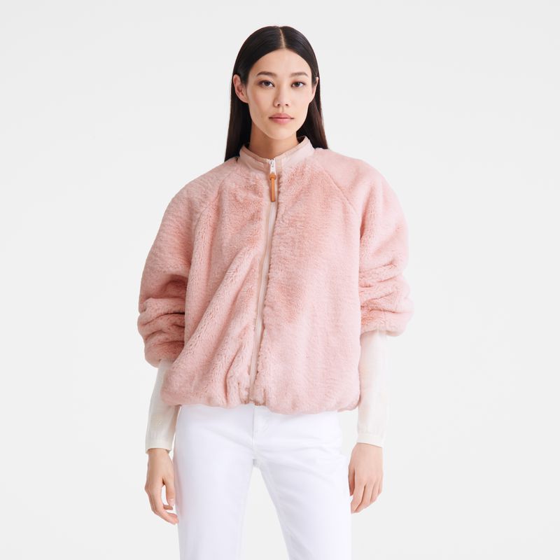 Women Longchamp Faux Fur Jacket Rose | Philippines-975GNMQUS