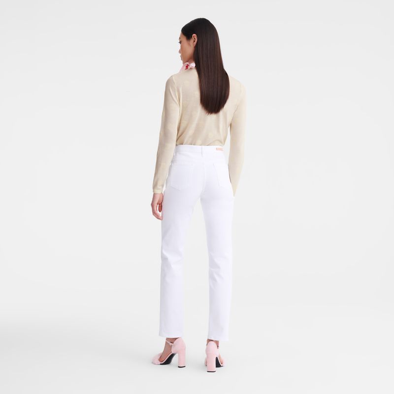 Women Longchamp Gabardine Pants White | Philippines-613XNQBFR