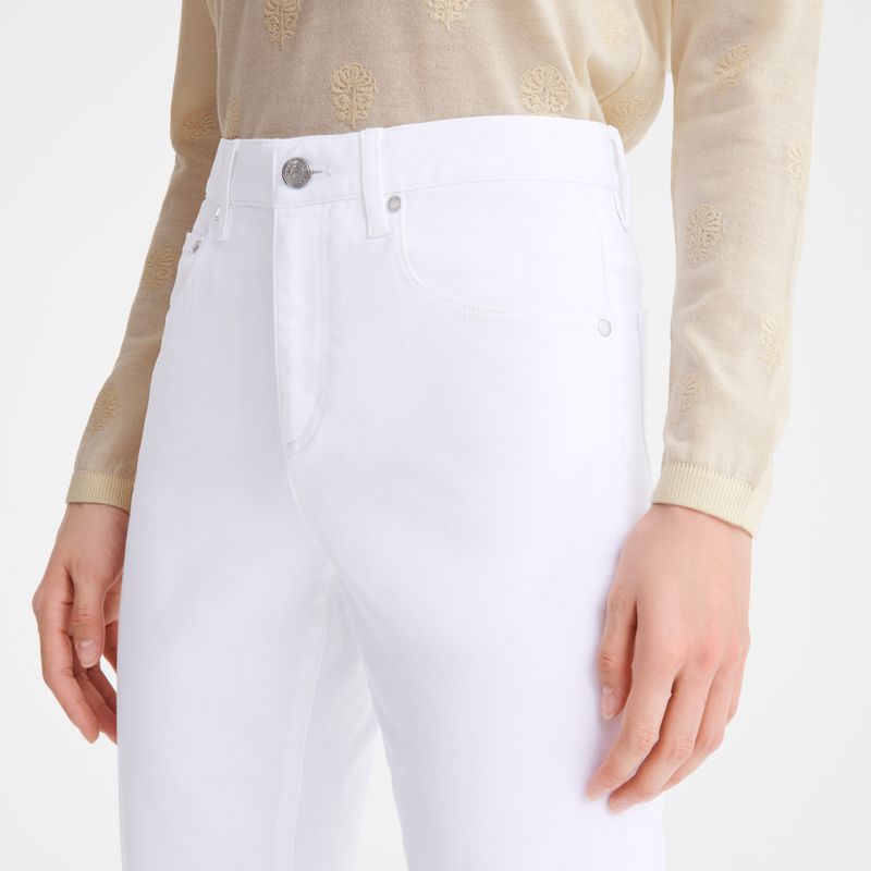 Women Longchamp Gabardine Pants White | Philippines-613XNQBFR