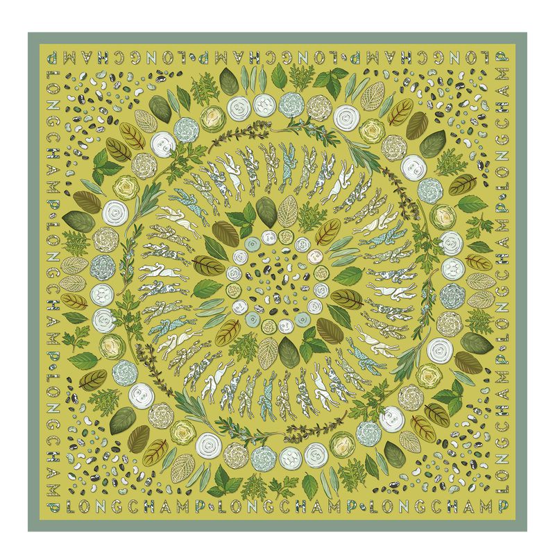 Women Longchamp Herbarium 90 Scarf Green | Philippines-650VSEBUQ