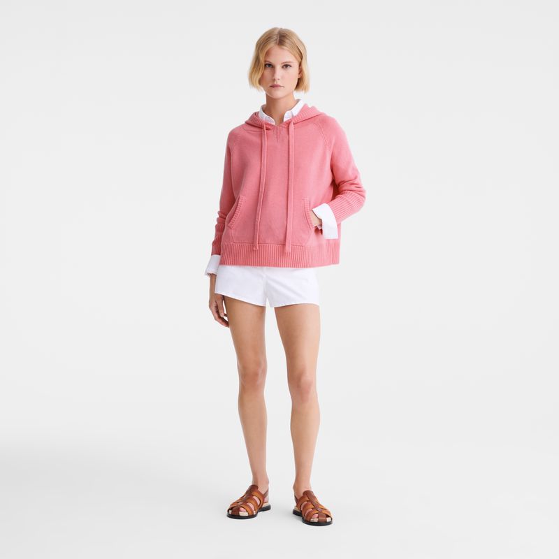 Women Longchamp Hoodie Jumper Pink | Philippines-842RHEUZC