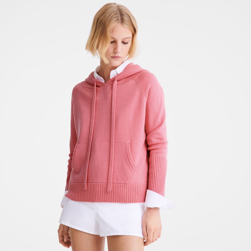 Women Longchamp Hoodie Jumper Pink | Philippines-842RHEUZC