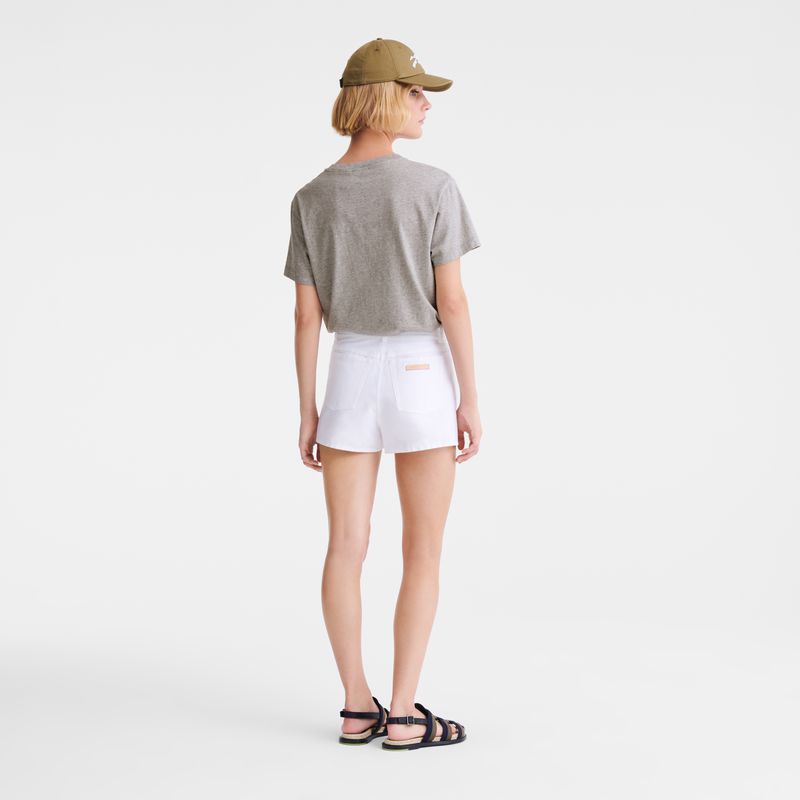 Women Longchamp Jersey T-shirt Grey | Philippines-463GAUWJF