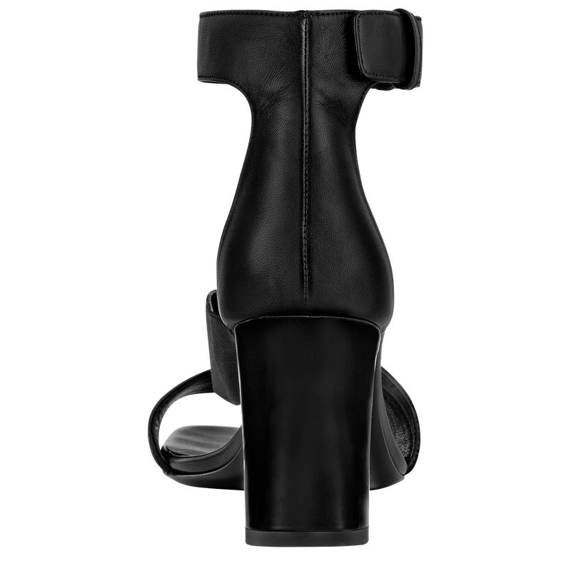 Women Longchamp La Baronne Heeled Sandals Black | Philippines-623HCDTWZ