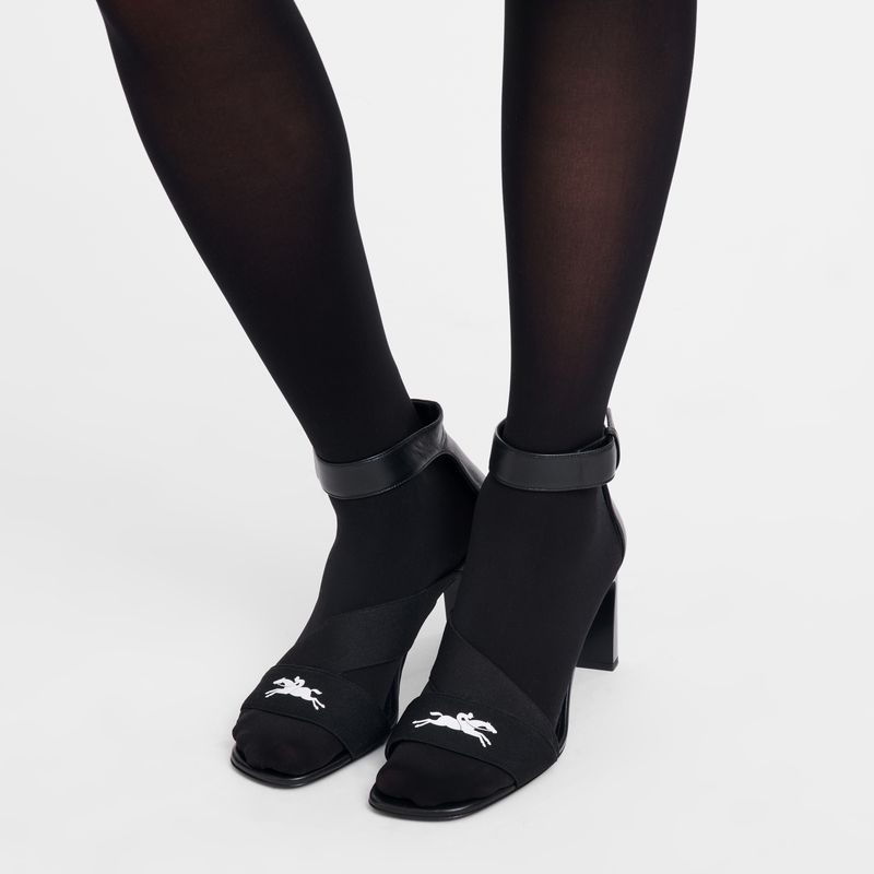 Women Longchamp La Baronne Heeled Sandals Black | Philippines-623HCDTWZ