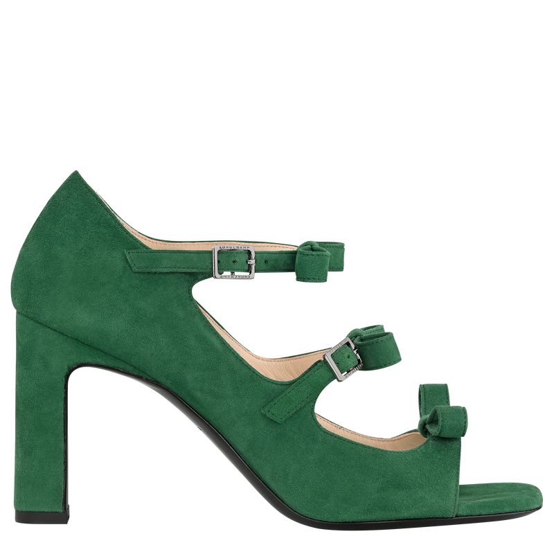 Women Longchamp La Baronne Sandals Green | Philippines-194NYRIVD