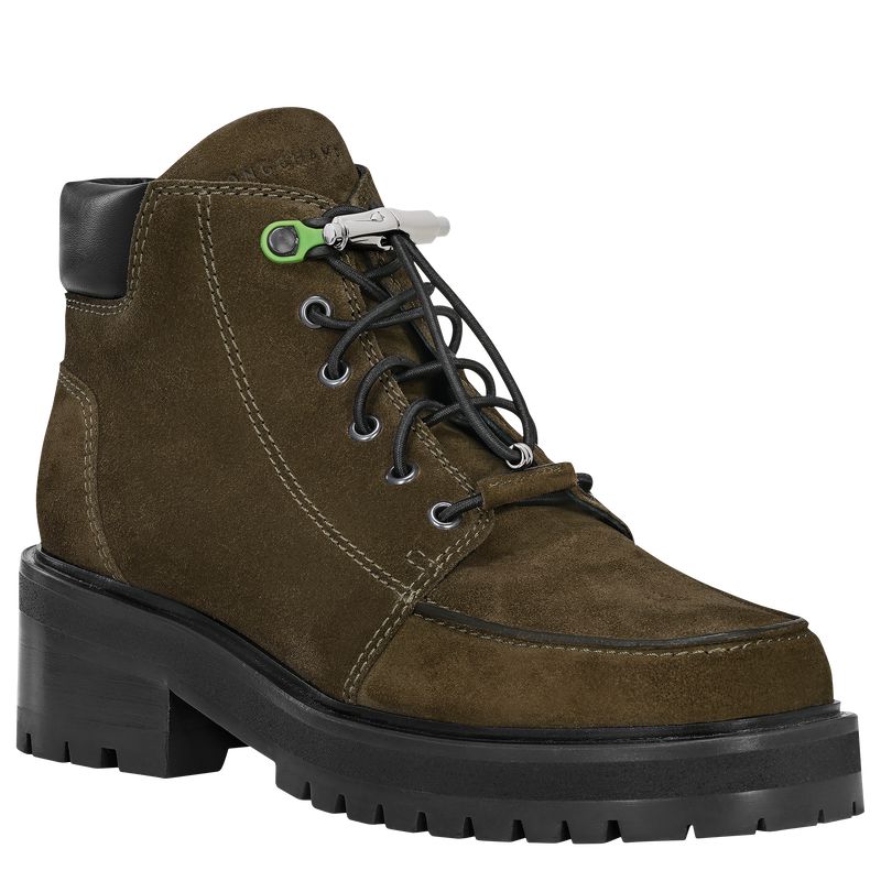 Women Longchamp La Baroudeuse Low Boots Olive | Philippines-387DGXHTE