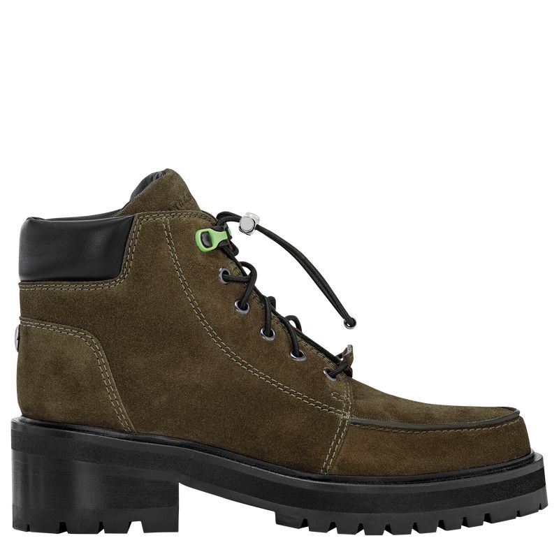 Women Longchamp La Baroudeuse Low Boots Olive | Philippines-387DGXHTE