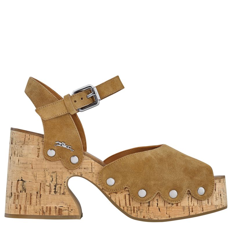 Women Longchamp La Cigale Sandals Brown | Philippines-251DSOBAN
