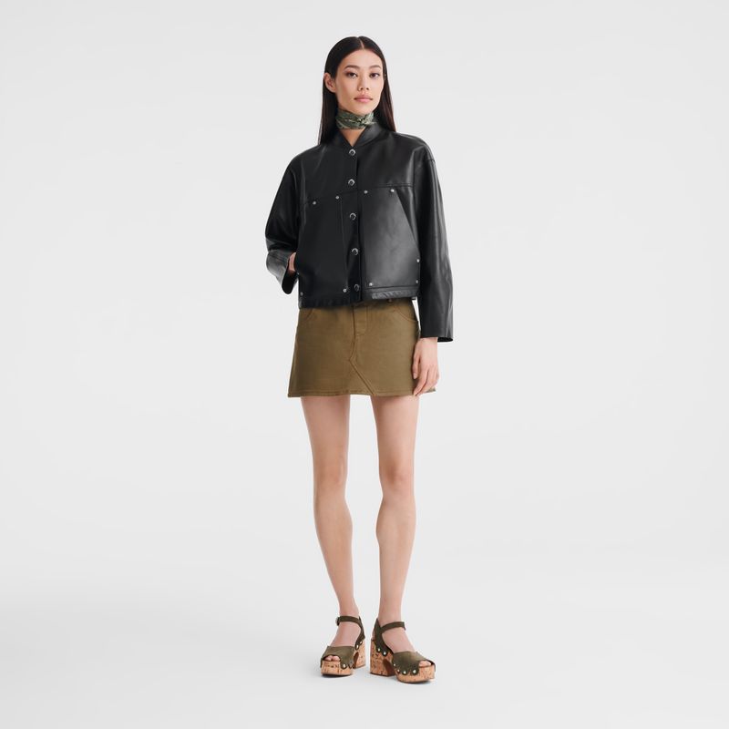 Women Longchamp Lambskin Jacket Black | Philippines-036IGOKNS