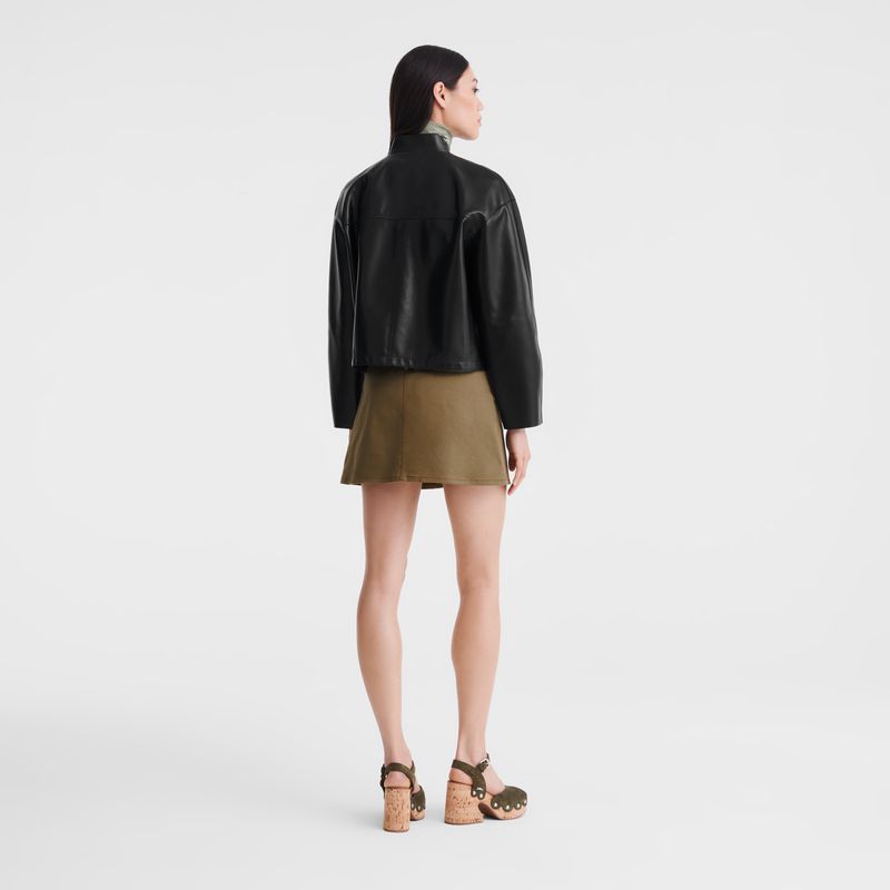 Women Longchamp Lambskin Jacket Black | Philippines-036IGOKNS