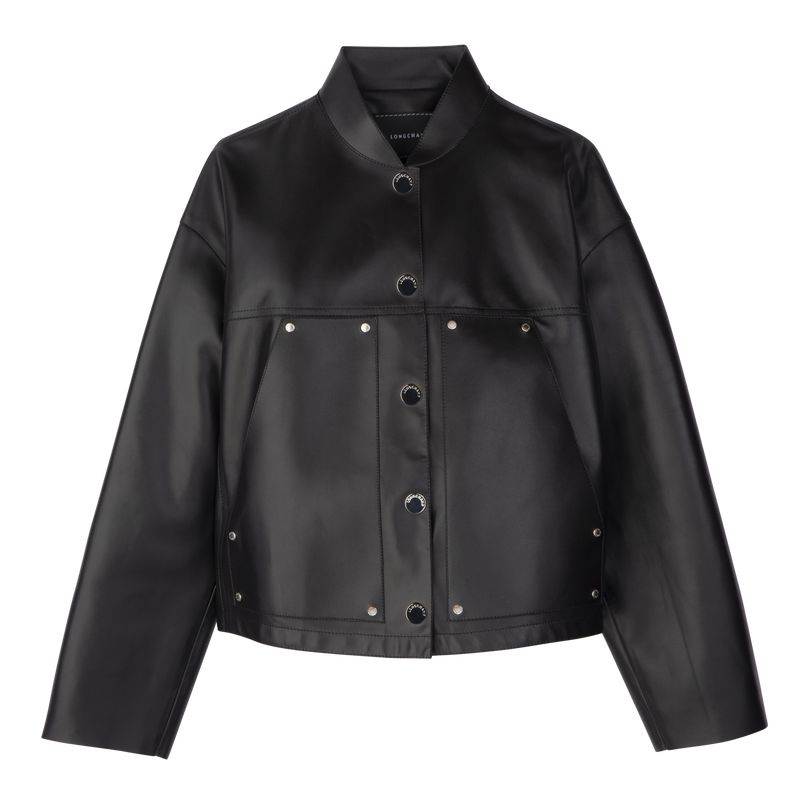 Women Longchamp Lambskin Jacket Black | Philippines-036IGOKNS