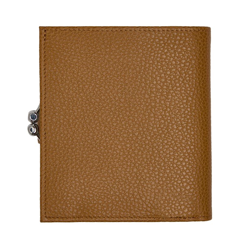 Women Longchamp Le Foulonné Compact Wallet Brown | Philippines-635DKHGRX