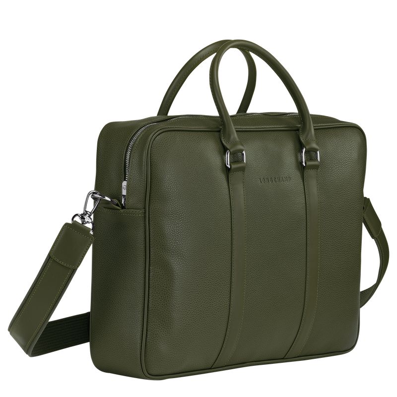 Women Longchamp Le Foulonné M Briefcase Khaki | Philippines-329PJMCGU
