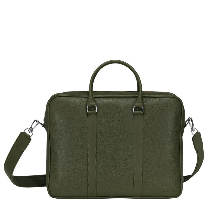 Women Longchamp Le Foulonné M Briefcase Khaki | Philippines-329PJMCGU