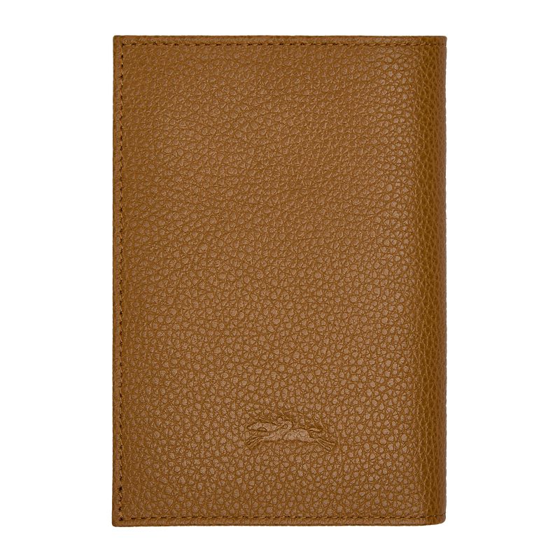 Women Longchamp Le Foulonné Passport Holder Brown | Philippines-568EIOTKF