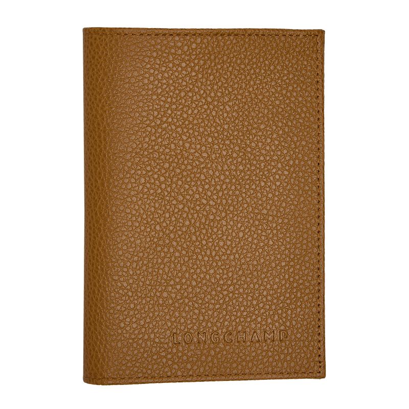 Women Longchamp Le Foulonné Passport Holder Brown | Philippines-568EIOTKF