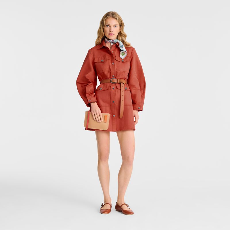 Women Longchamp Le Foulonné Pouch Orange | Philippines-421NZXAVF