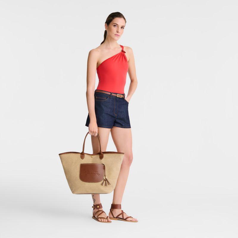 Women Longchamp Le Pliage Collection L Basket Tote Bag Brown | Philippines-495GBYKLE