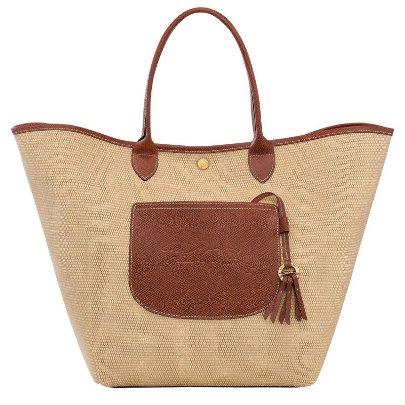 Women Longchamp Le Pliage Collection L Basket Tote Bag Brown | Philippines-495GBYKLE