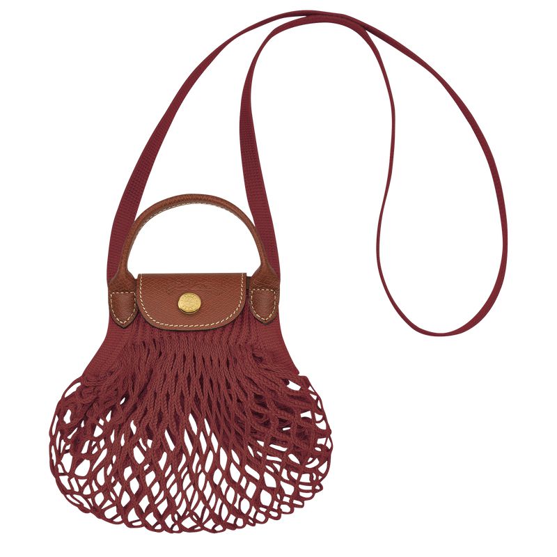 Women Longchamp Le Pliage Filet Xs Mesh Bag Dark Red | Philippines-519XETGKB
