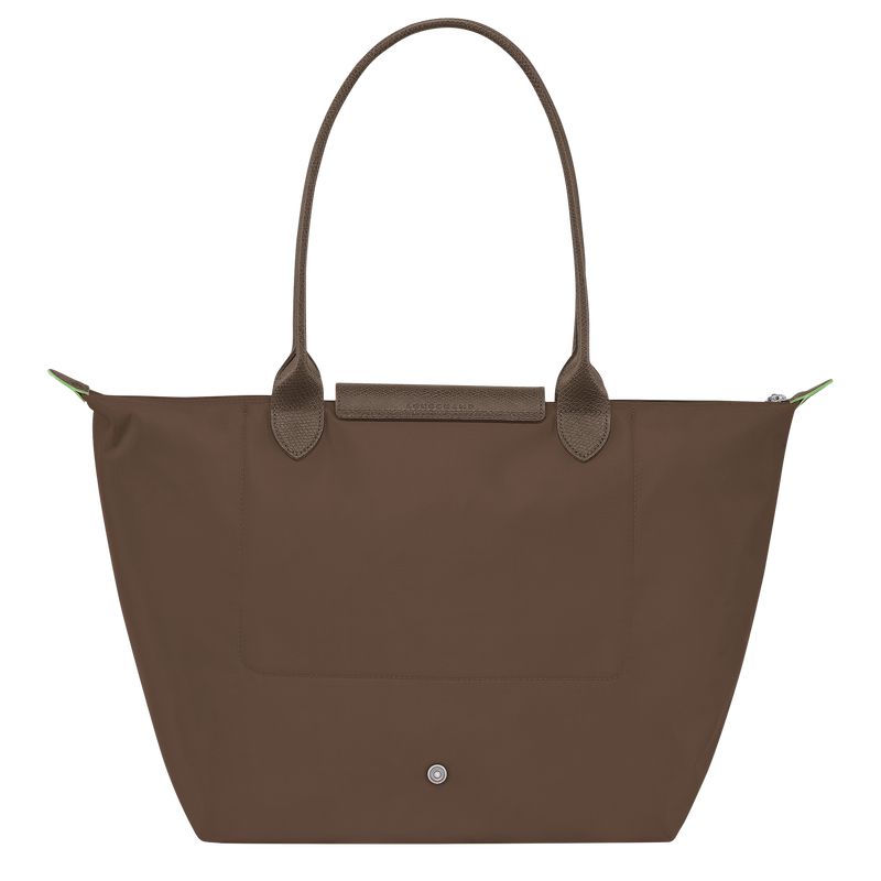 Women Longchamp Le Pliage Green L Tote Bag Dark Brown | Philippines-673XAVGWC