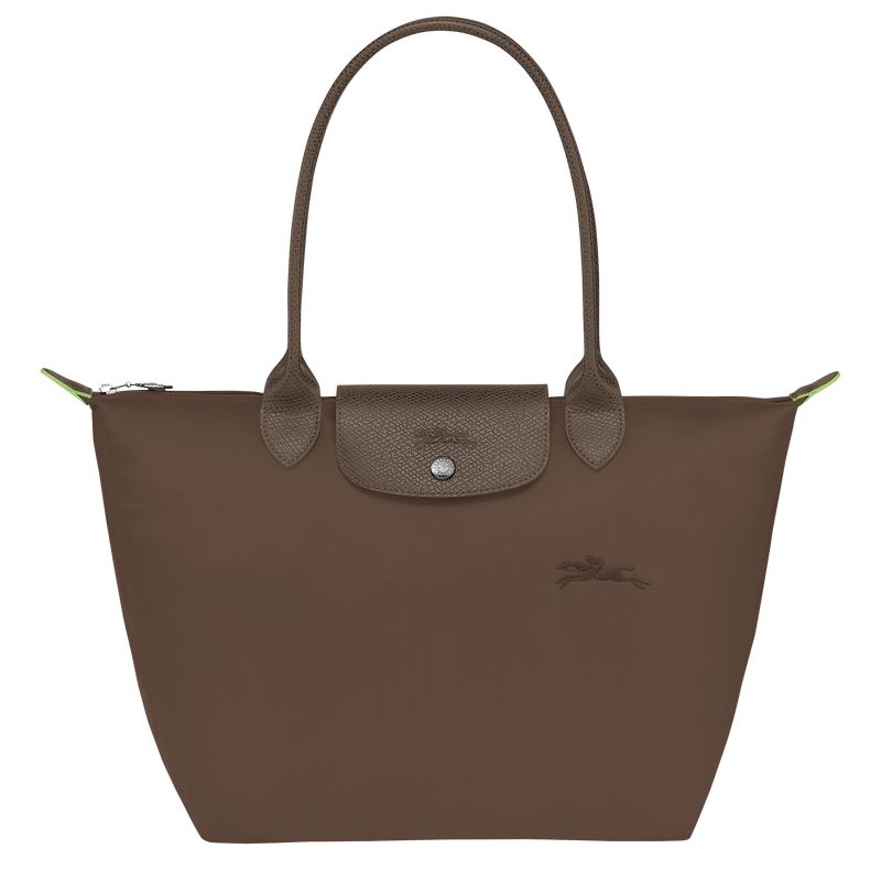 Women Longchamp Le Pliage Green M Tote Bag Dark Brown | Philippines-045HLXKMF