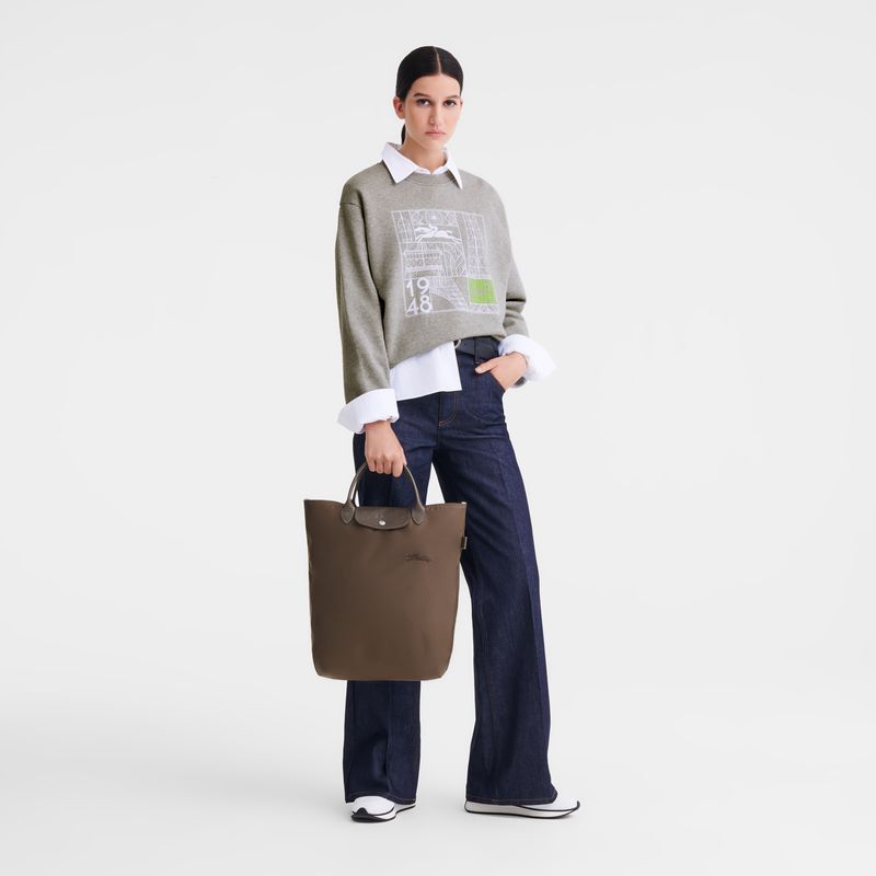 Women Longchamp Le Pliage Green M Tote Bag Dark Brown | Philippines-962TPVHYQ