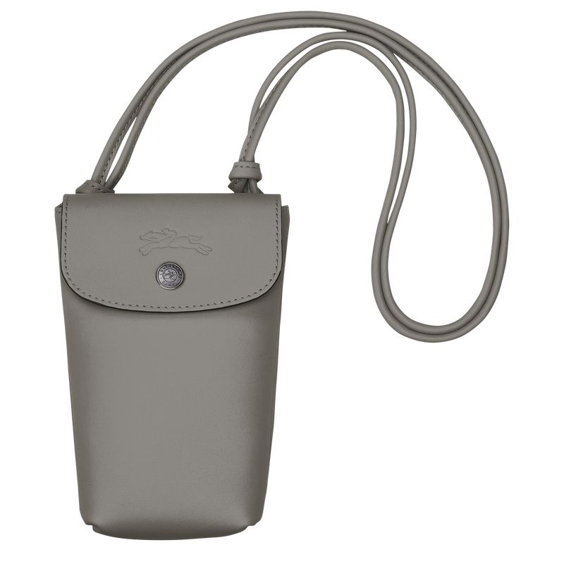 Women Longchamp Le Pliage Xtra With Leather Lace Phone Case Grey | Philippines-876ZSFGYL