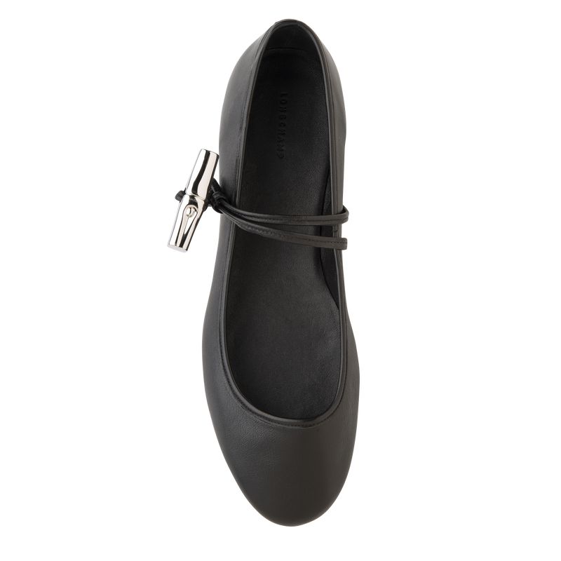 Women Longchamp Le Roseau Ballerinas Black | Philippines-107RPSYON