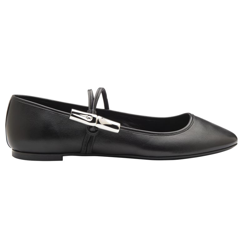 Women Longchamp Le Roseau Ballerinas Black | Philippines-107RPSYON