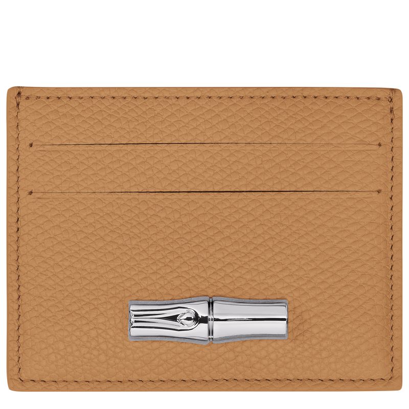 Women Longchamp Le Roseau Card Holder Brown | Philippines-218FBOQYK